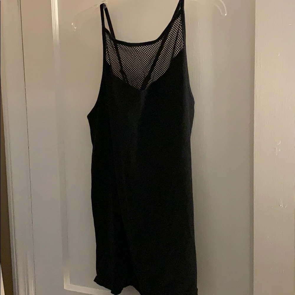 Black fishnet tank top